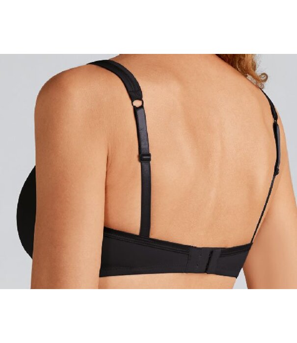 Amoena  Amoena Lara Satin Prothese BH zonder Beugel – Licht Voorgevormde T‑shirt BH met Bi‑Stretch Microfaser – Zwart & Sand