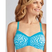 Hawaii prothese bikini top zonder beugel kleur turqouise met wit