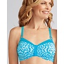 Hawaii prothese bikini top zonder beugel kleur turqouise met wit