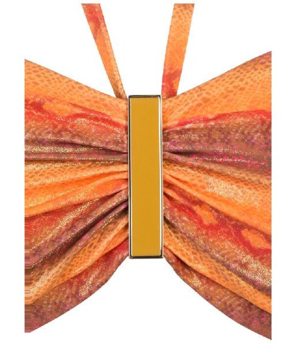 Sapph  Cinnamon bandeau beugel bikinitop & uitneembare onderpadding kleur oranje met snakeprint