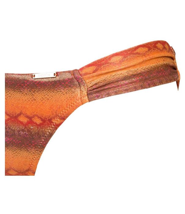 Sapph Sapph Cinnamon butterfly een laag model bikinislip kleur oranje met snakeprint