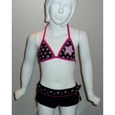 Michella Meisjes Bikinitop met bijpassende short zwart print stars pink mt 104 of 140