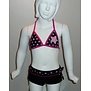 Michella Meisjes Bikinitop met bijpassende short zwart print stars pink mt 104 of 140