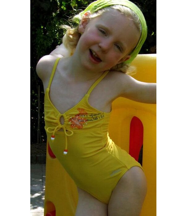 Nickey Nobel  Vita meisjesbadpak kleur geel of rood