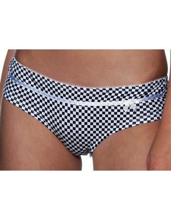 Boobs & Bloomers Tamia katoenen boxer marineblauw met ruitprint ivoor kleur