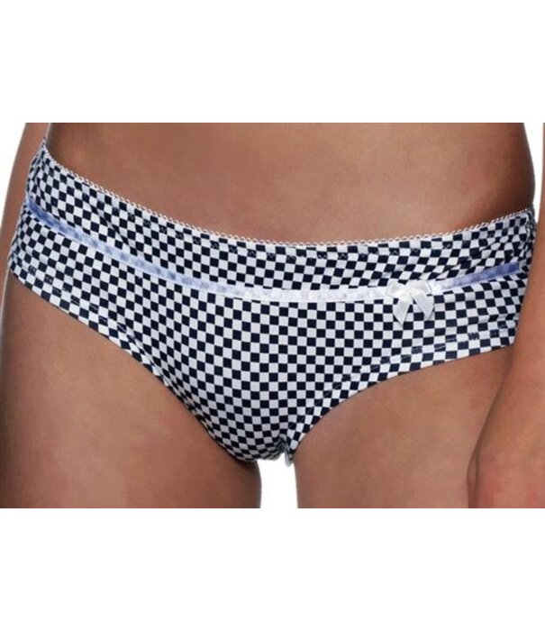 Boobs & Bloomers Boobs & Bloomers Tamia katoenen boxershort marineblauw met ruitprint ivoor kleur