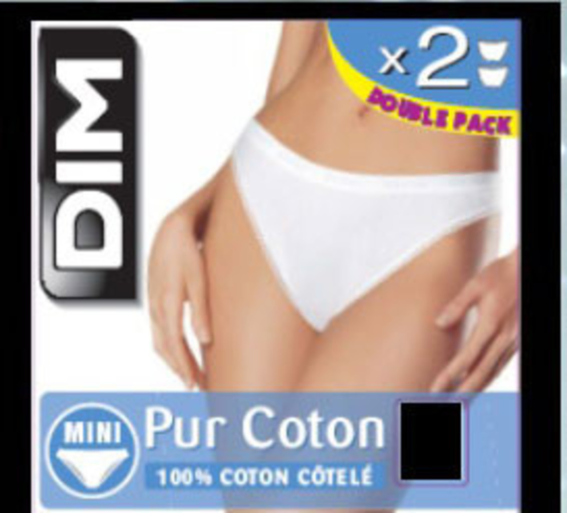 Dim  DIM Slipset 2‑Pack – 100% Pur Cotton Mini Slip – Wit & Zwart