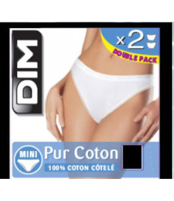 Dim  DIM Slipset 2‑Pack – 100% Pur Cotton Mini Slip – Wit & Zwart