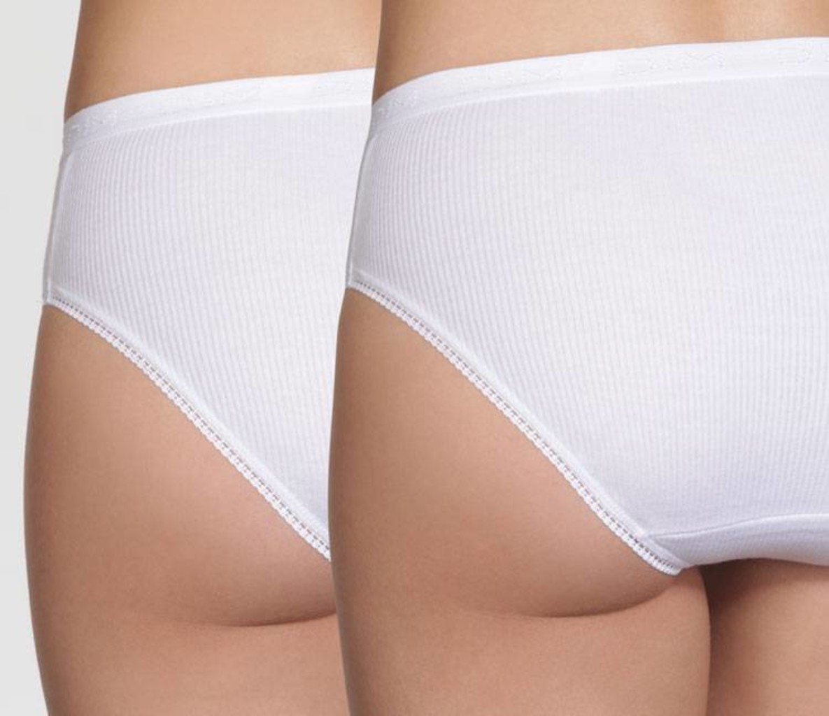 Dim  DIM Slipset 2‑Pack – 100% Pur Cotton Midi Slip – Wit & Zwart