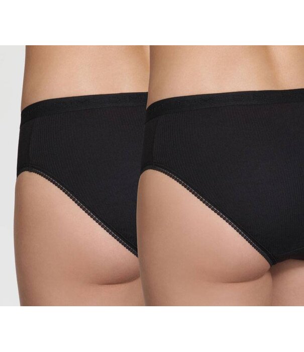 Dim  DIM Slipset 2‑Pack – 100% Pur Cotton Midi Slip – Wit & Zwart