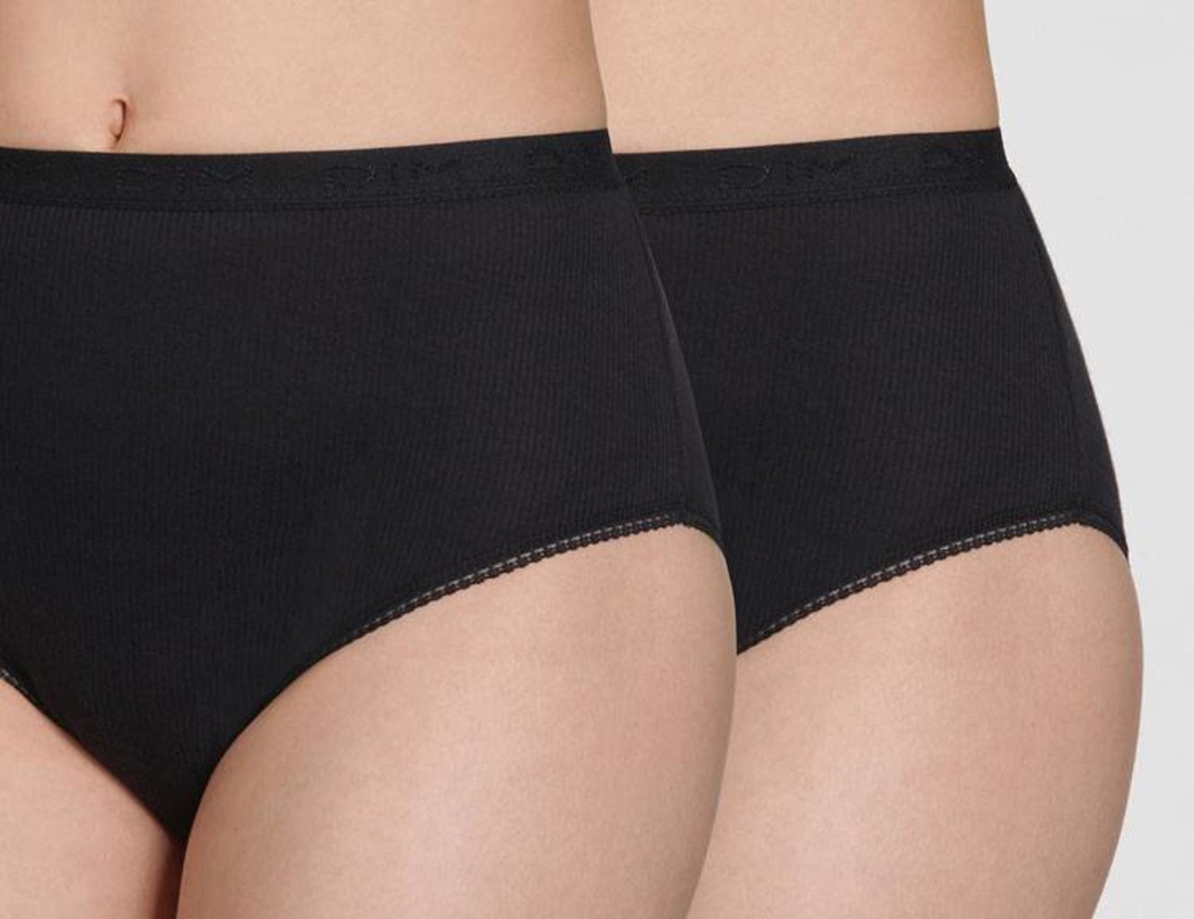 Dim   DIM Slipset 2‑Pack – 100% Pur Cotton Maxi Slip – Wit & Zwart