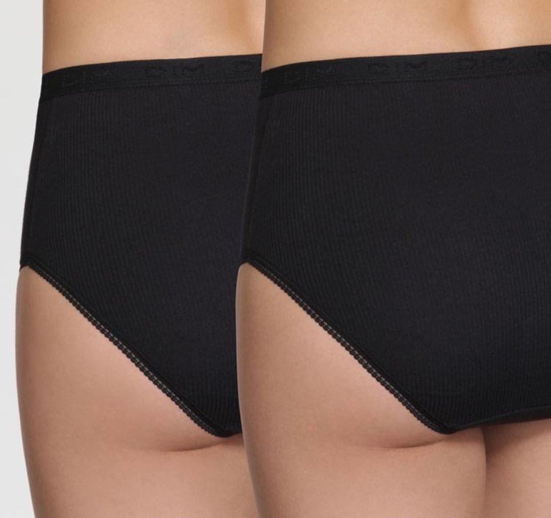 Dim   DIM Slipset 2‑Pack – 100% Pur Cotton Maxi Slip – Wit & Zwart