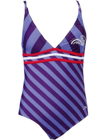 Nickey Nobel Aby meisjesbadpak  purple gestreept mt 116 tm 140