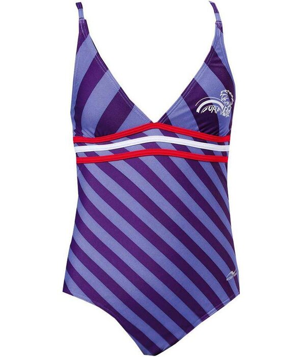 Nickey Nobel  Aby meisjesbadpak  purple gestreept mt 116 tm 140