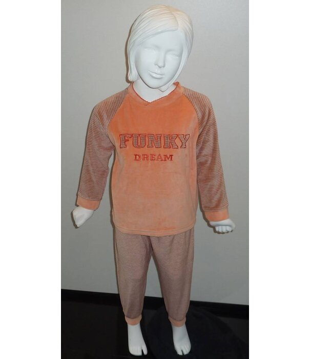 Lunatex Lunatex  Carisa velours meisjes pyjama kleur zalm mt 98 of blue mt 98 of 116