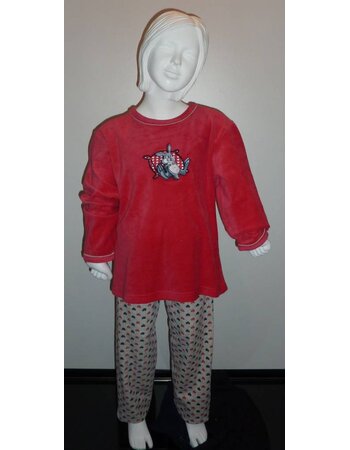 Fenna velours meisjespyjama kleur cerise