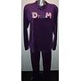 Lunatex  Ellen velours meisjespyjama purple met stoffen applicatie DREAM