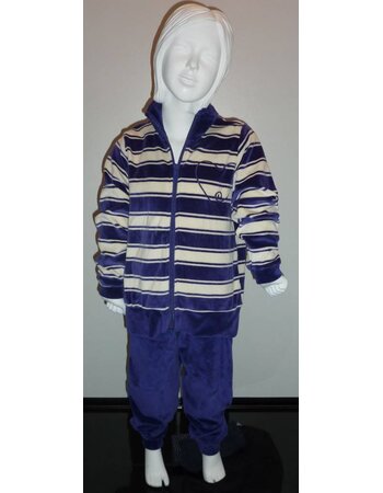 Lunatex  Bente velours meisjes huispak kleur purple streep mt 128 of 140