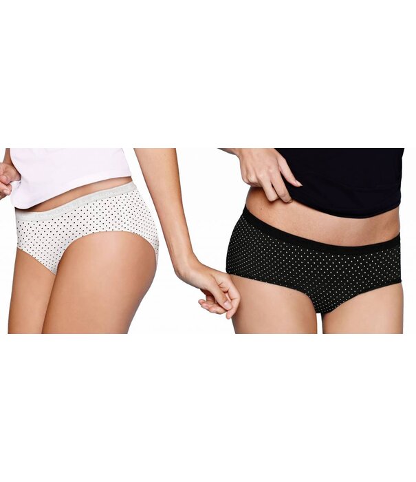 Dim  Dim  tweedelig microfaser boxershortset kleur wit & zwart met stip printje