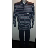 Lunatex  Quinn single jersey heren pyjama marineblauw gestreept mt L