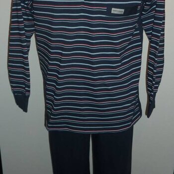 Quinn single jersey heren pyjama marineblauw gestreept mt L