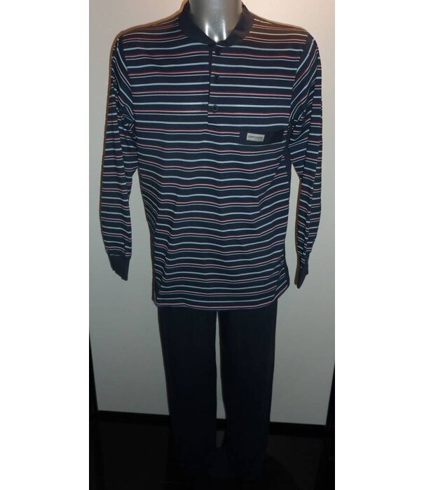 Lunatex Lunatex  Quinn single jersey heren pyjama marineblauw gestreept mt L