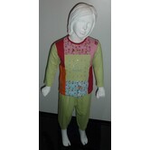 Chanty katoenen meisjes pyjama patchwork lime of oranje mt 92 tm 128