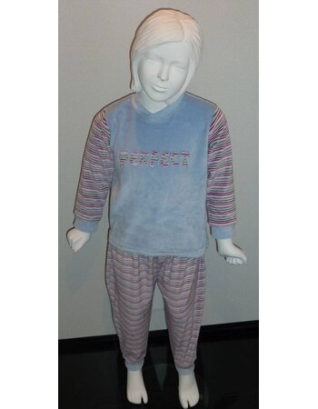 Lunatex  Katy velours meisjes pyjama kleur blauw