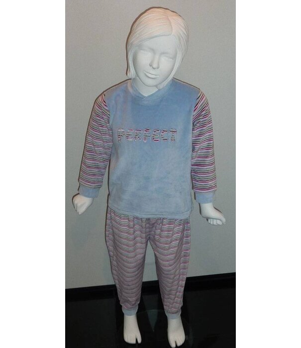 Lunatex Lunatex  Katy velours meisjes pyjama kleur blauw