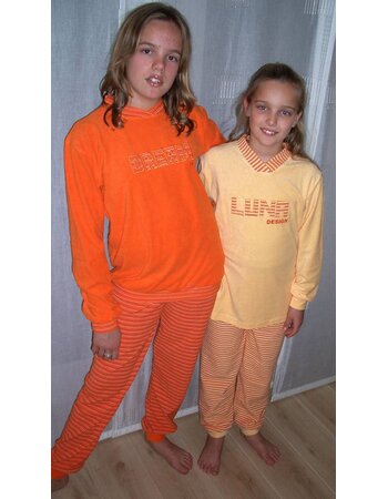 Lunatex Helena badstof meisjes pyjama maisgeel of oranje