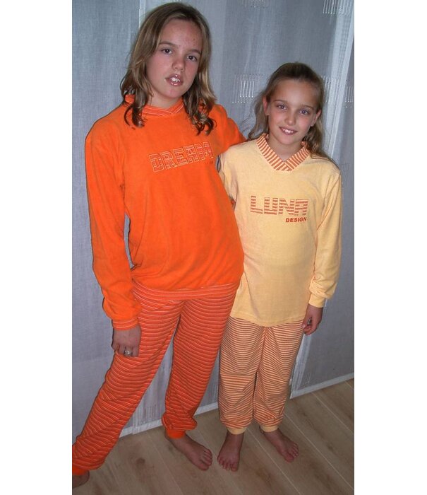 Lunatex Helena badstof meisjes pyjama maisgeel of oranje