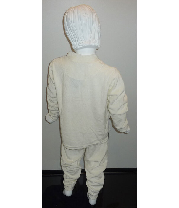 Lunatex Lunatex  Leeza velours meisjes pyjama ivoor, zwart of grijs met poezen applicatie