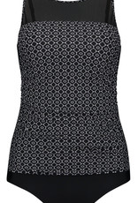 Amoena lingerie  Ayon chloorbestendig prothese badpak zonder beugel & licht voorgevormde cup zwart met print