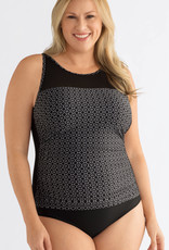 Amoena lingerie  Ayon chloorbestendig prothese badpak zonder beugel & licht voorgevormde cup zwart met print