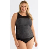 Amoena Ayon hooggesloten chloorbestendige prothese badpak zonder beugel – zwart/wit geometrische print
