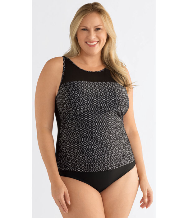 Amoena  Amoena  Ayon chloorbestendig prothese badpak zonder beugel & licht voorgevormde cup zwart met print