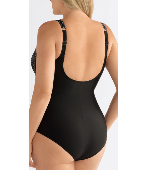 Amoena  Amoena  Ayon chloorbestendig prothese badpak zonder beugel & licht voorgevormde cup zwart met print