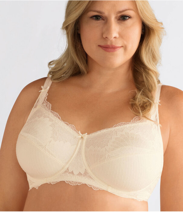 Amoena  Amoena Aurelie prothese bh met beugel en tweedelige cup in jacquardstof – champagne & zwart