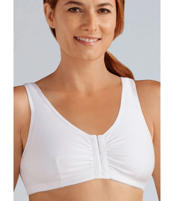 Amoena  Amoena Frances – Zachte katoenen postoperatieve bh zonder beugel met voorsluiting (wit, zwart, sand)