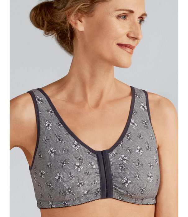 Amoena  Amoena Frances – Zachte katoenen postoperatieve bh zonder beugel met voorsluiting (wit, zwart, sand)