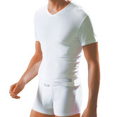 Smart Cotton Modal Tee-shirt met V hals kleur  zwart mt S