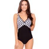 Brigite badpak zonder beugel & licht voorgevormde cups kleur zwart met print