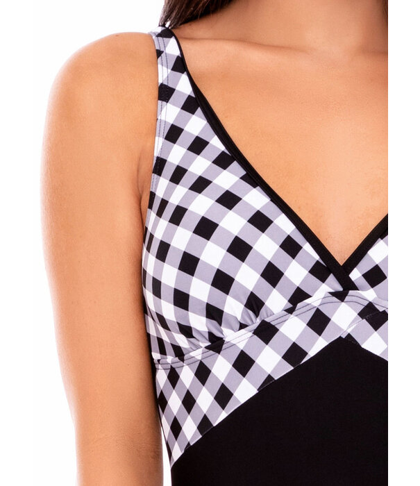 Nickey Nobel  Brigite badpak zonder beugel & licht voorgevormde cups kleur zwart met print