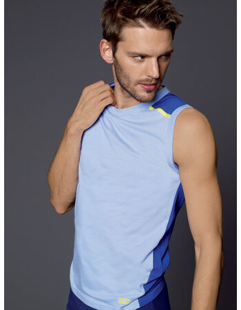 Athletic Tanktop kleur wit met marineblauw mt L of kleur licht blauw mt S & L