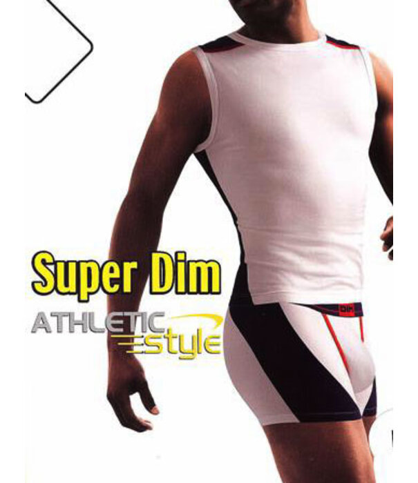 Dim  Athletic Tanktop kleur wit met marineblauw mt L of kleur licht blauw mt S & L