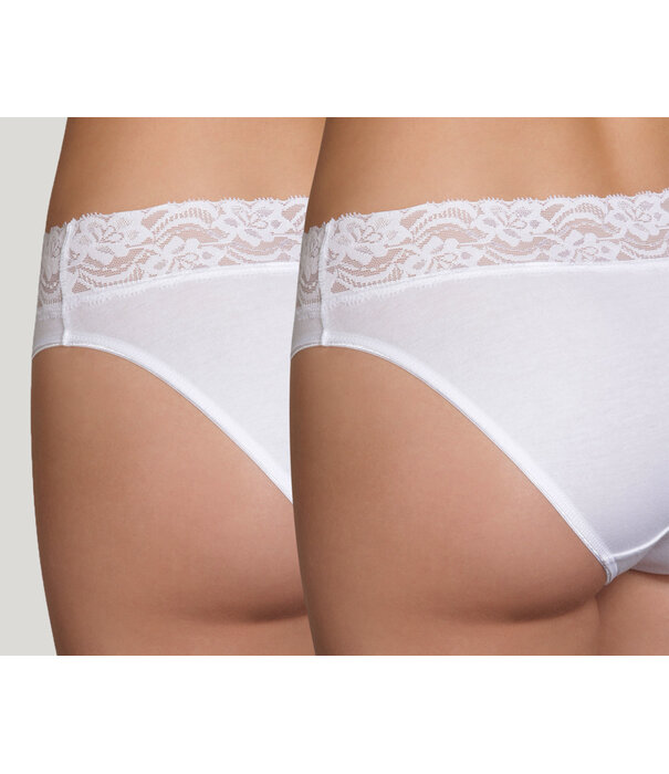 Dim  DIM Slipset 2‑Pack – Cotton Stretch Midi Slip – Wit & Zwart