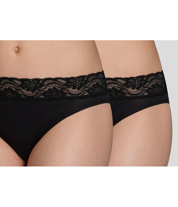 Dim  DIM Slipset 2‑Pack – Cotton Stretch Midi Slip – Wit & Zwart