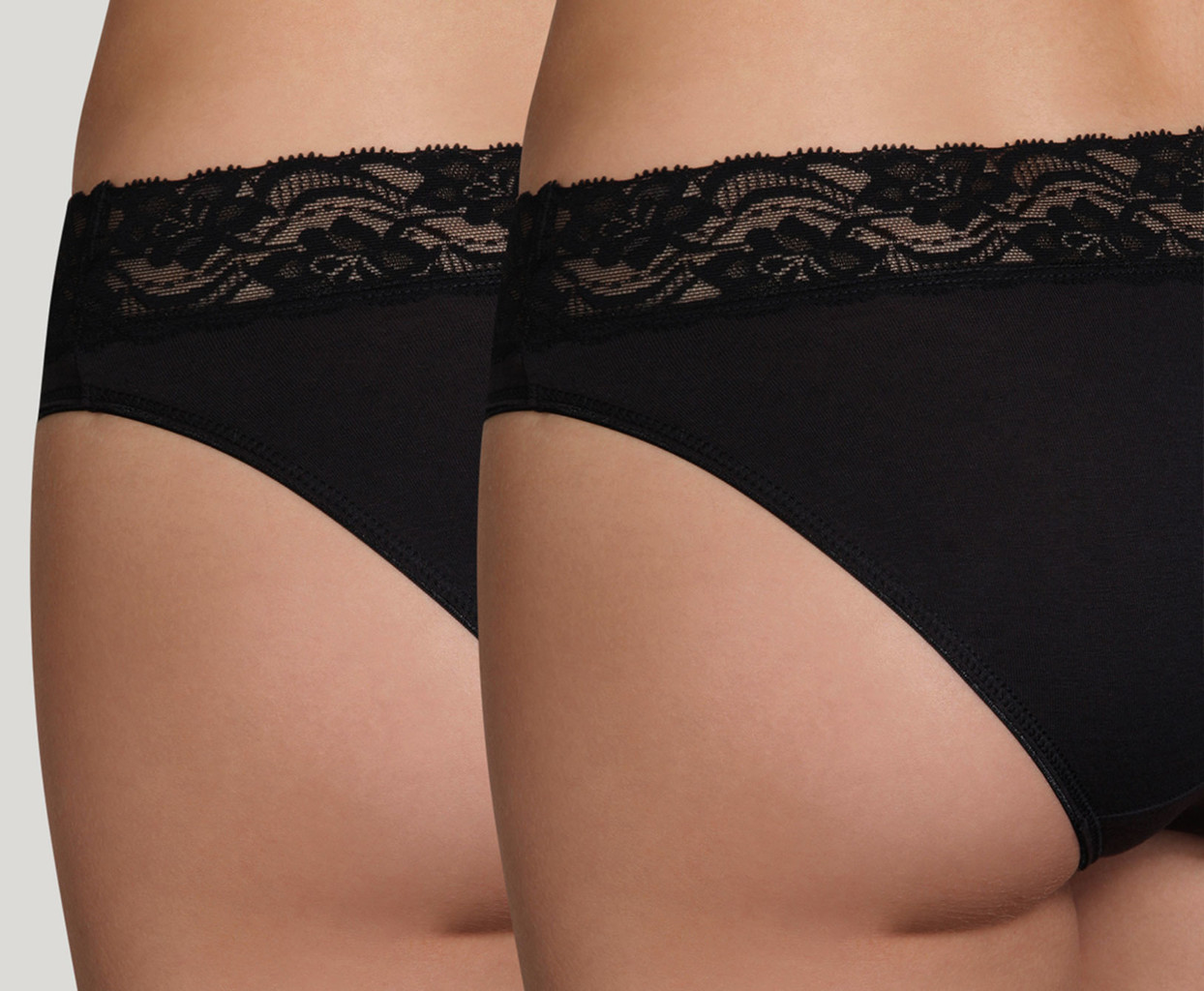 Dim  DIM Slipset 2‑Pack – Cotton Stretch Midi Slip – Wit & Zwart