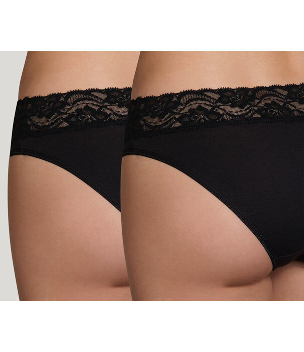 Dim  DIM Slipset 2‑Pack – Cotton Stretch Midi Slip – Wit & Zwart