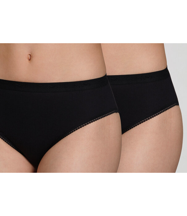 Dim  DIM Slipset 2‑Pack – 100% Pur Cotton Midi Slip – Wit & Zwart